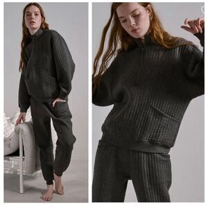 Lunya Restore Double Knit Half Zip Pullover XS/S Mercurial Grey Heather NWT $228